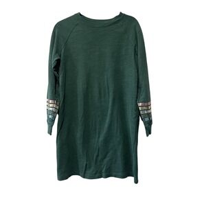 Boden Dress Women's 8L Mabel Sweatshirt Green Metallic Stripe Long Sleeve Cotton